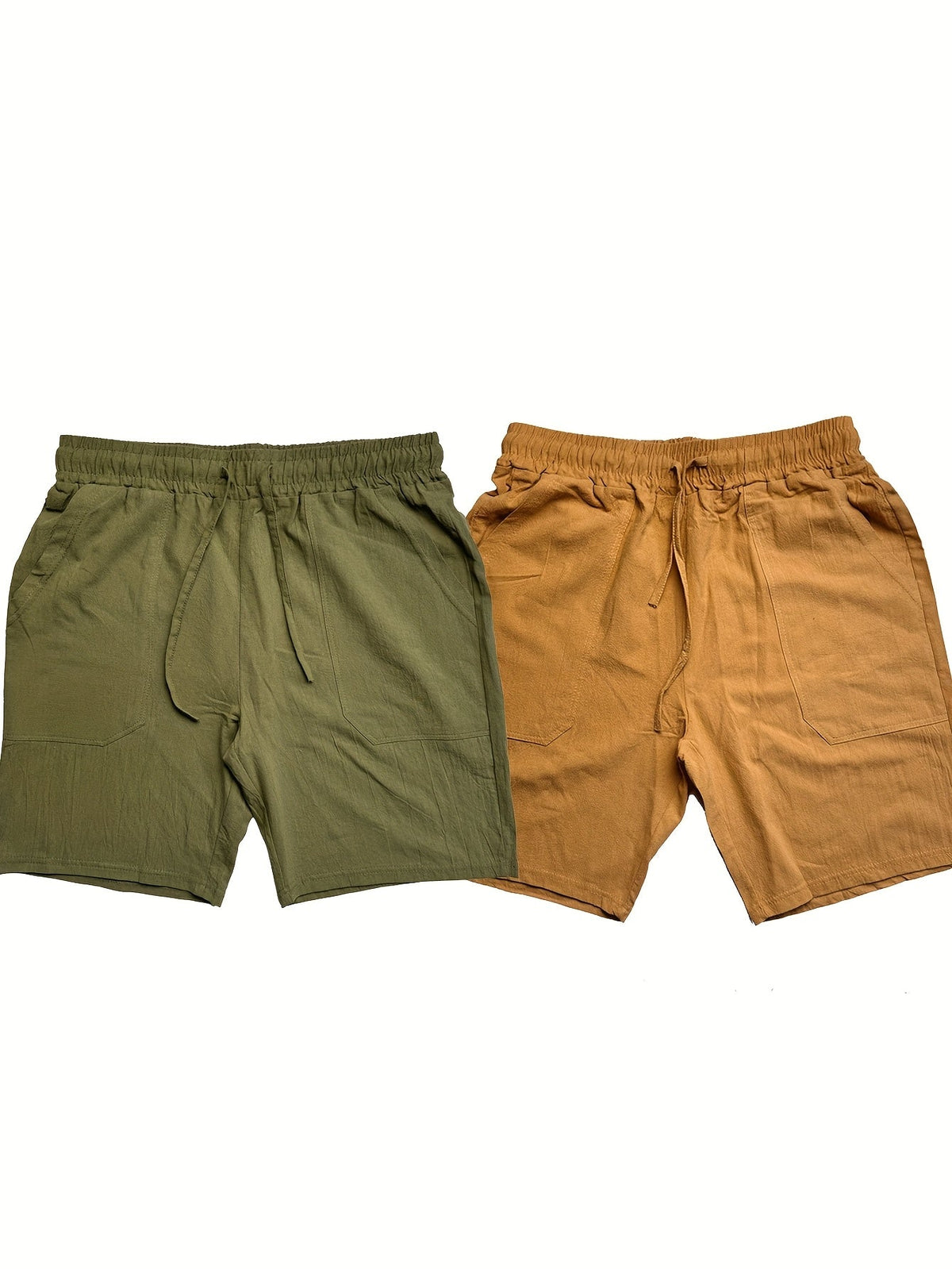 Men's cotton-blend drawstring shorts 2-pack – colour option
