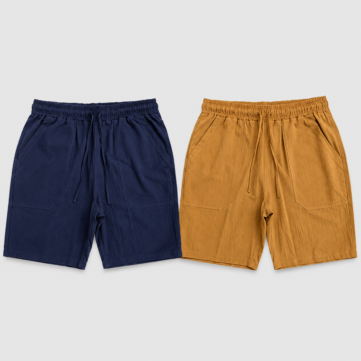 Men's cotton-blend drawstring shorts 2-pack – colour option