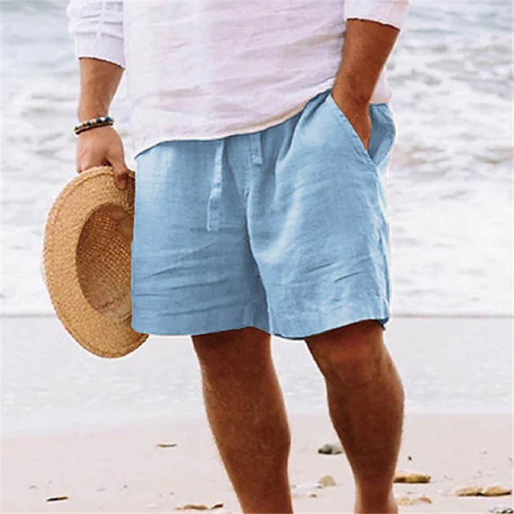 Men's linen-look drawstring shorts – colour option