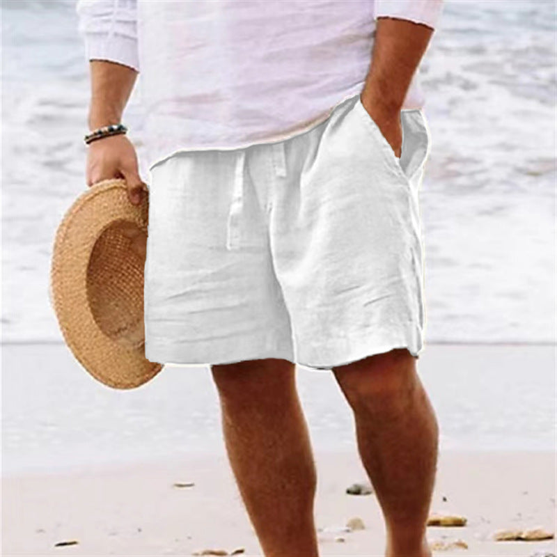 Men's linen-look drawstring shorts – colour option
