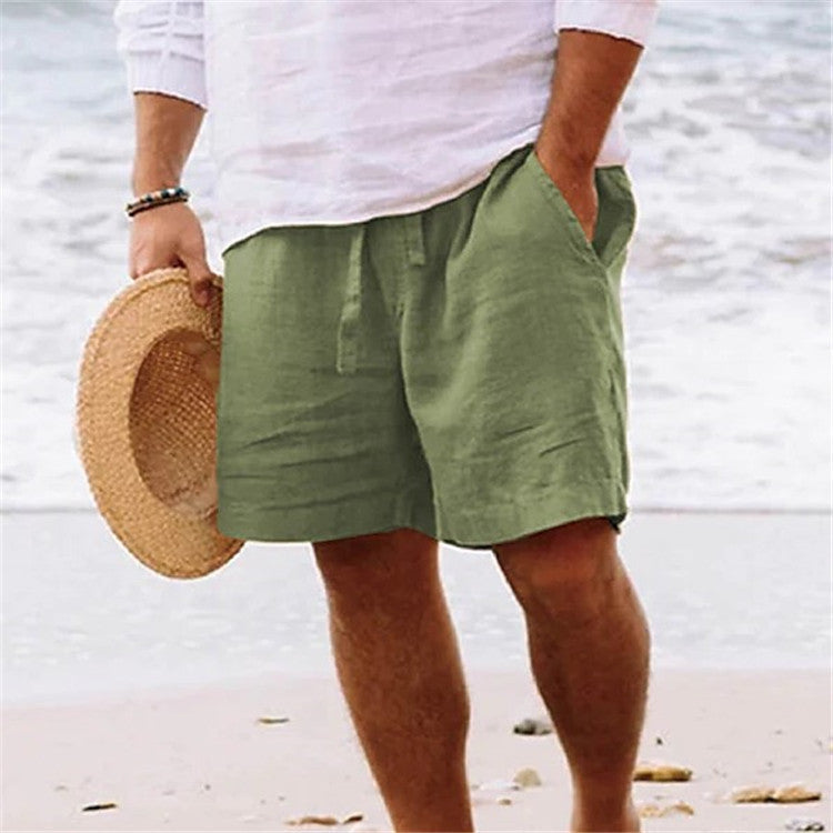 Men's linen-look drawstring shorts – colour option