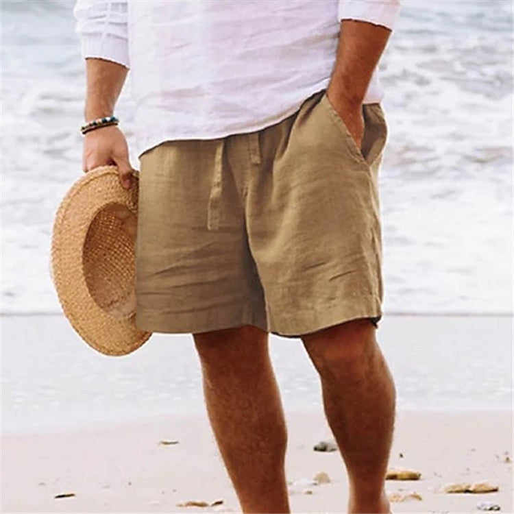 Men's linen-look drawstring shorts – colour option
