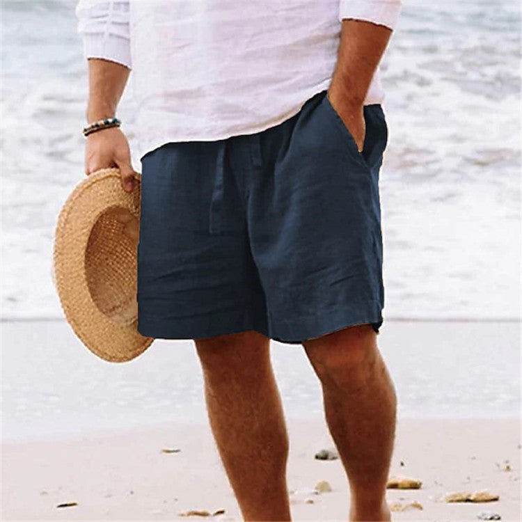 Men's linen-look drawstring shorts – colour option