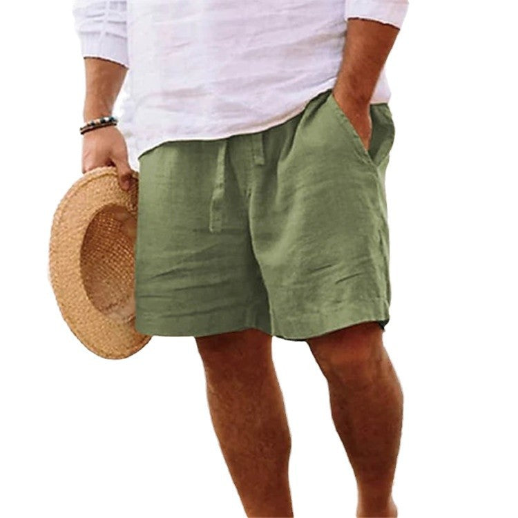 Men's Linen-Look Drawstring Shorts with Elastic Waist