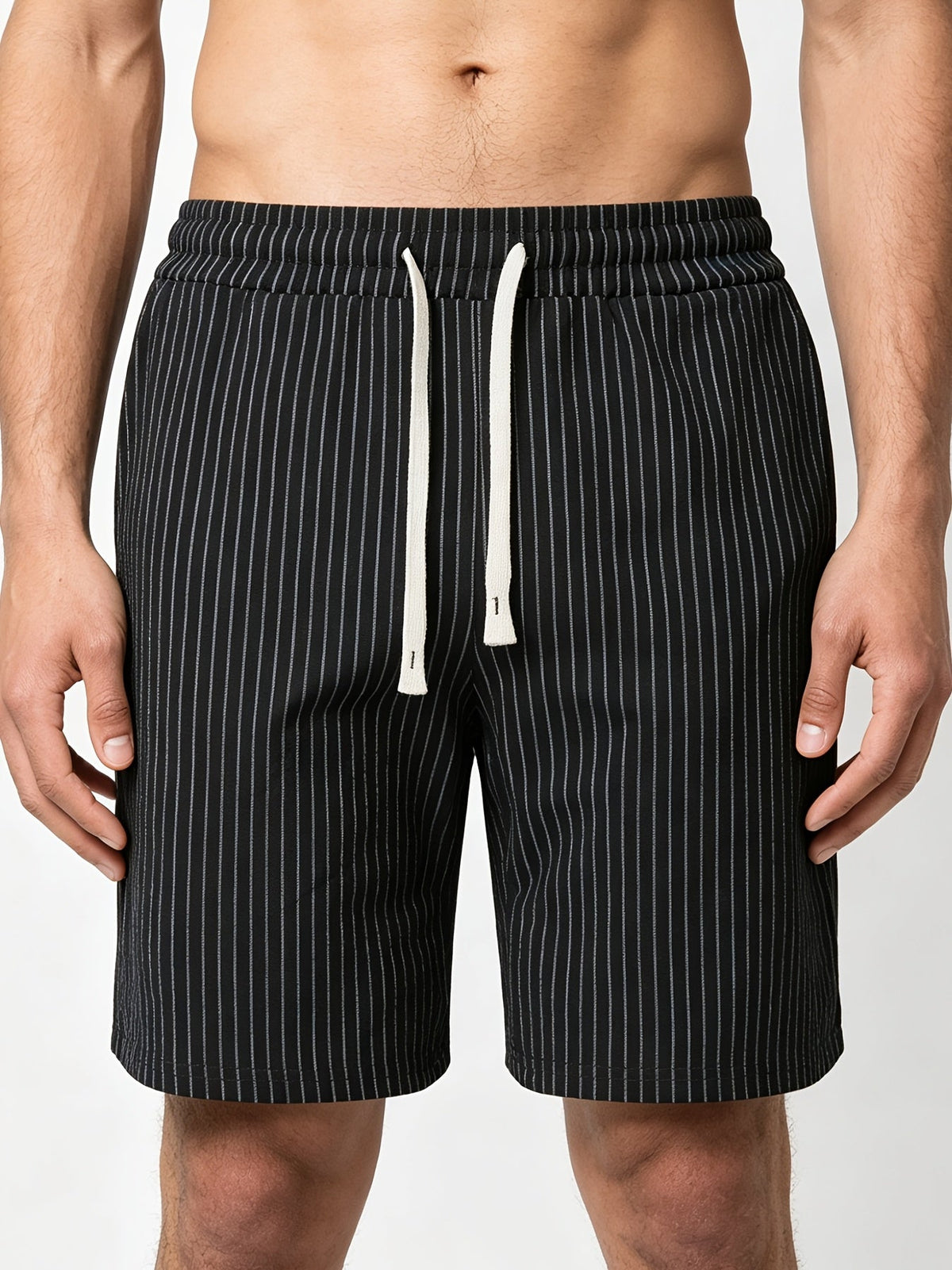 Men's linen-look pinstripe shorts – colour option