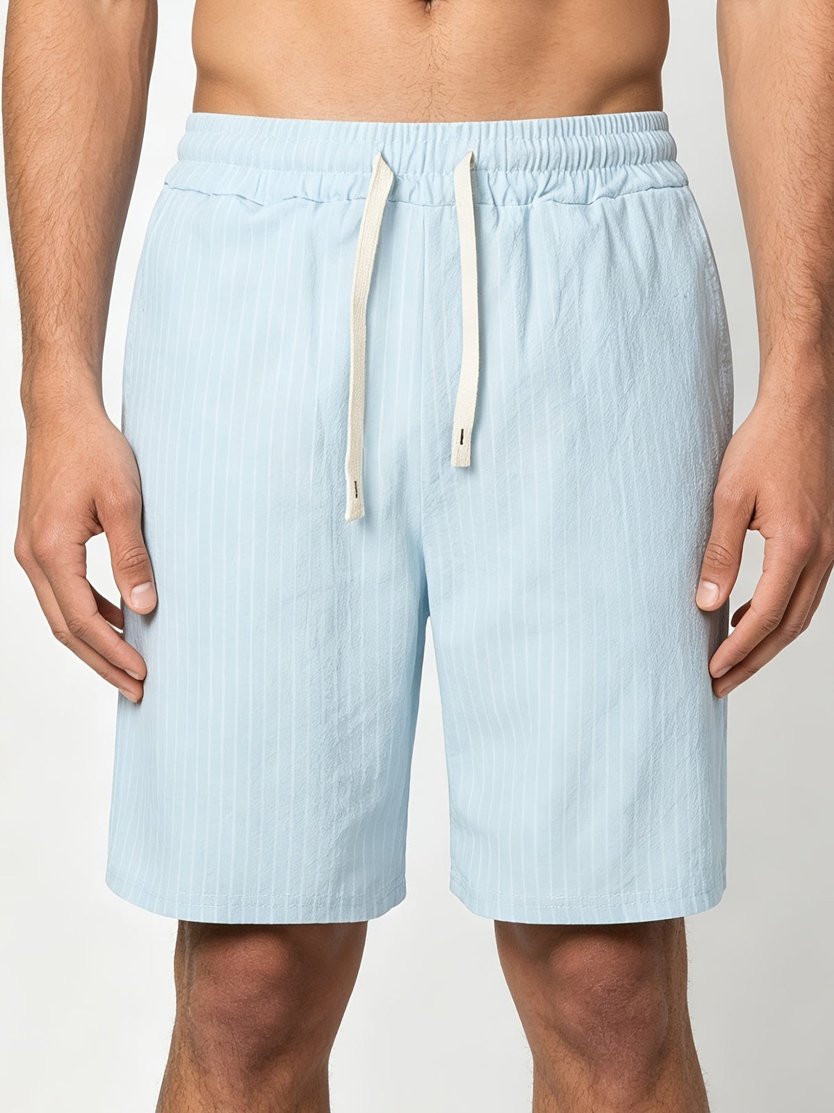 Men's linen-look pinstripe shorts – colour option