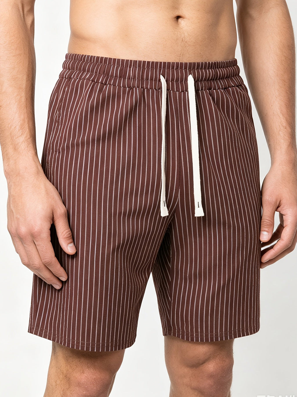 Men's linen-look pinstripe shorts – colour option