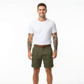 Men's linen-look pleated front shorts with rolled hems