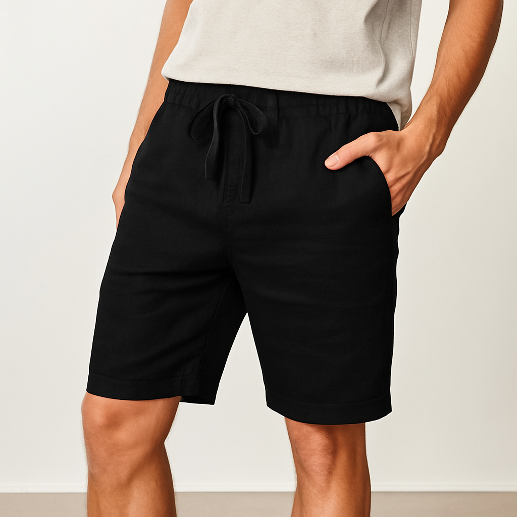 Men's linen-look drawstring shorts – colour option
