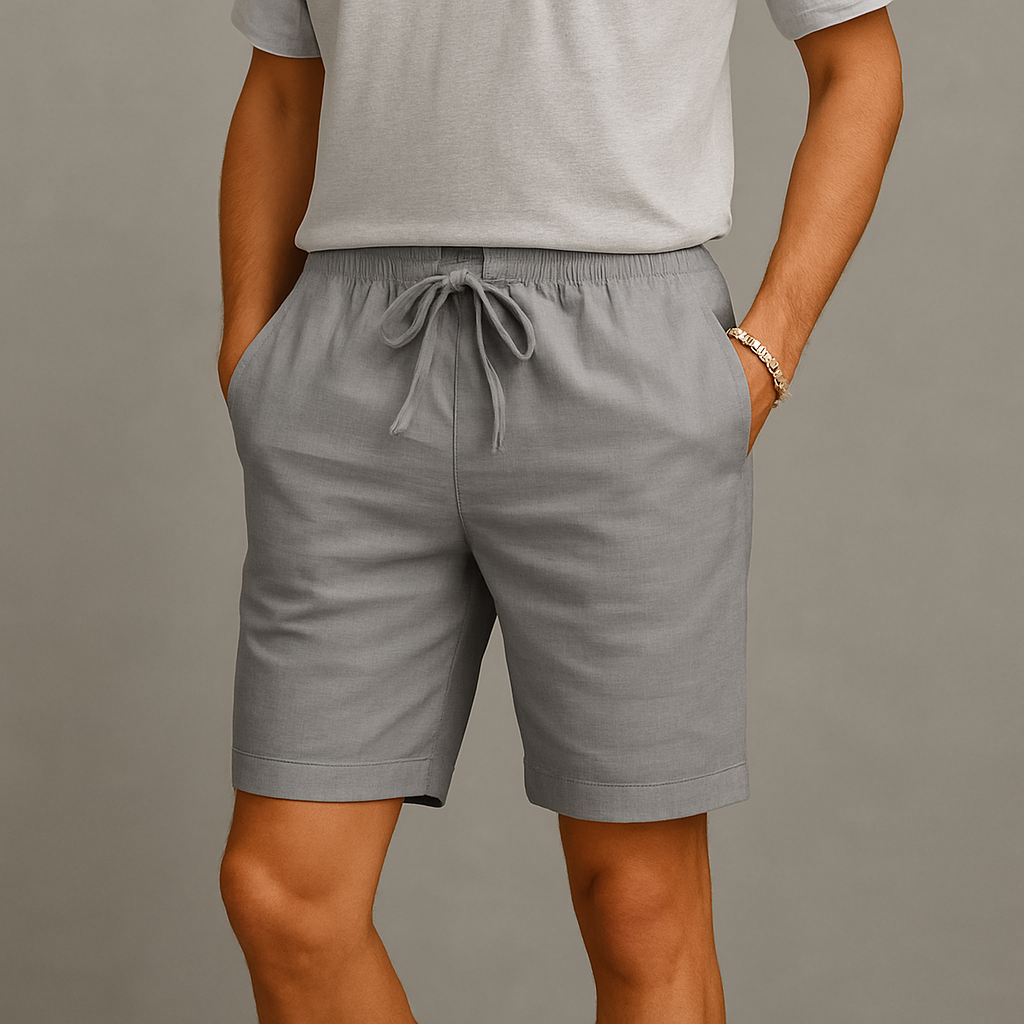 Men's linen-look drawstring shorts – colour option