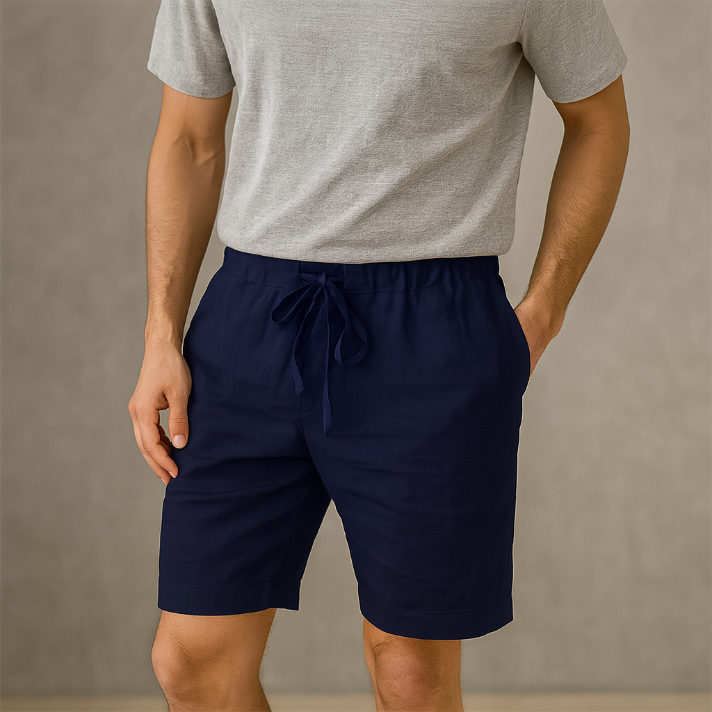 Men's linen-look drawstring shorts – colour option