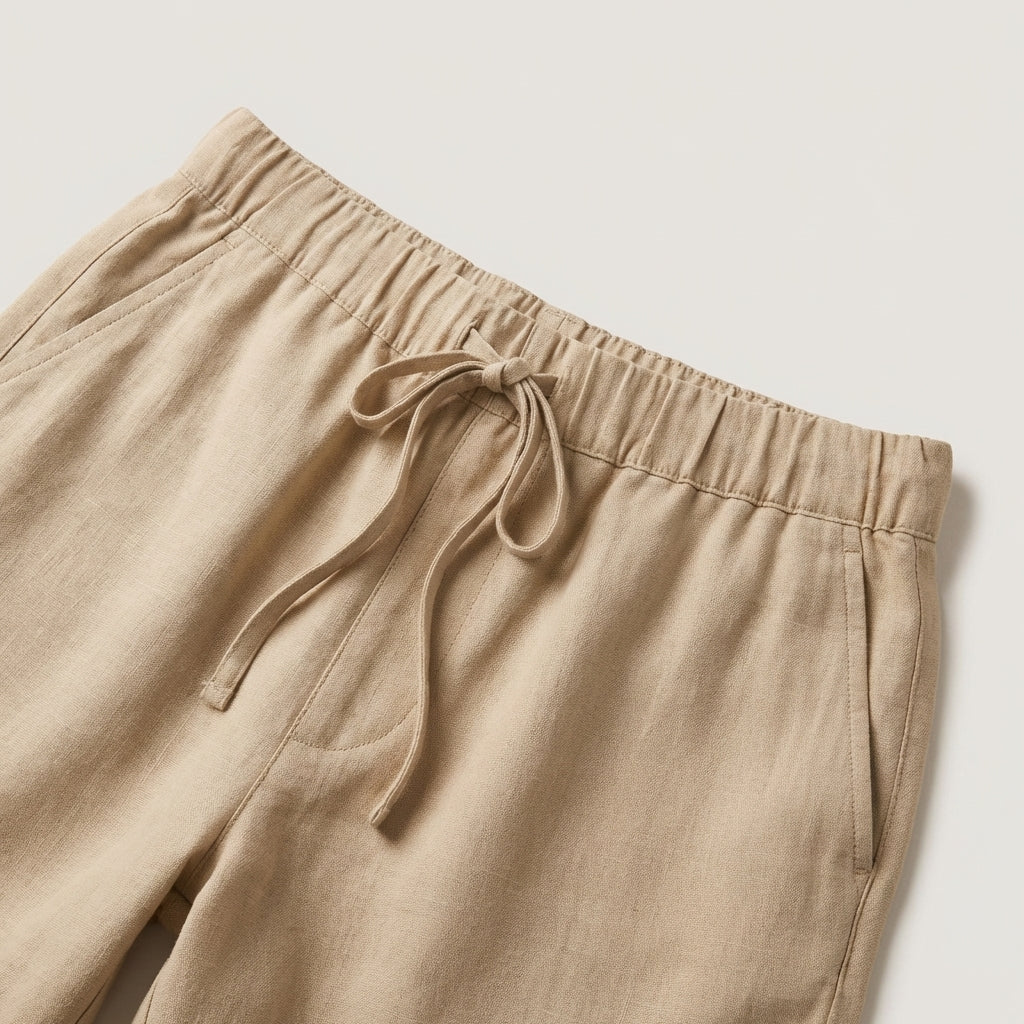 Men's linen-look drawstring shorts – detail view