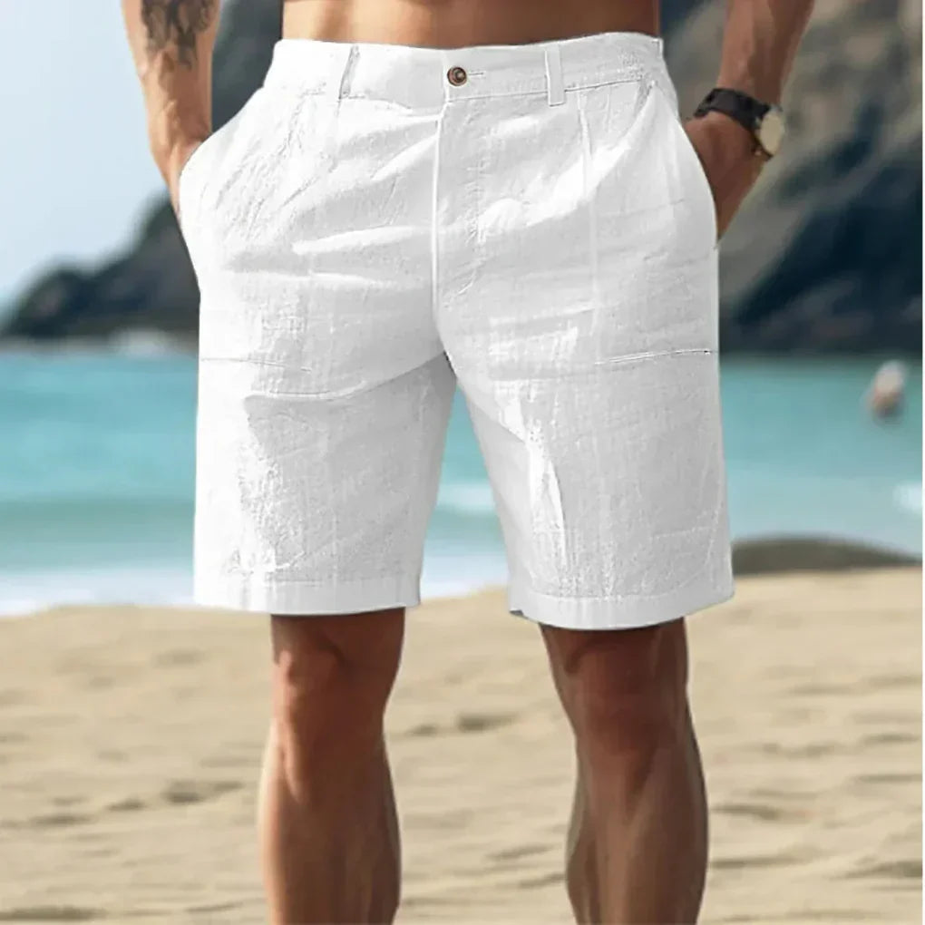 Men's linen-look relaxed cargo shorts with drawstring waist