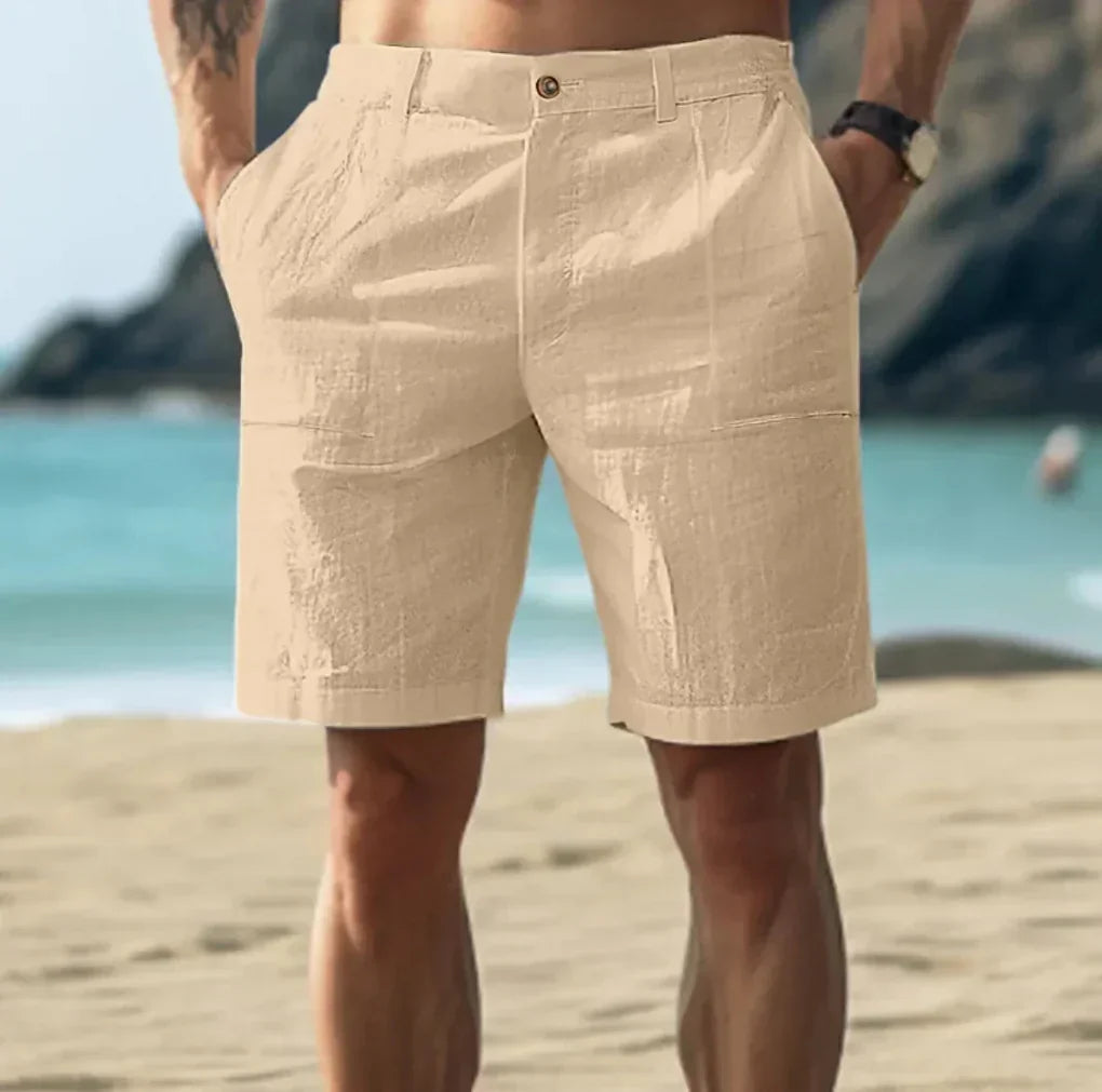 Men's linen-look cargo shorts – colour option