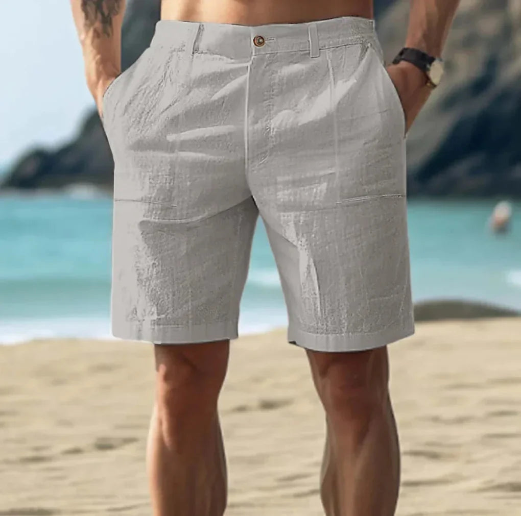 Men's linen-look cargo shorts – colour option