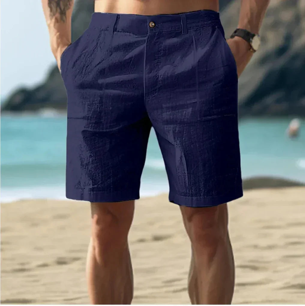 Men's linen-look cargo shorts – colour option