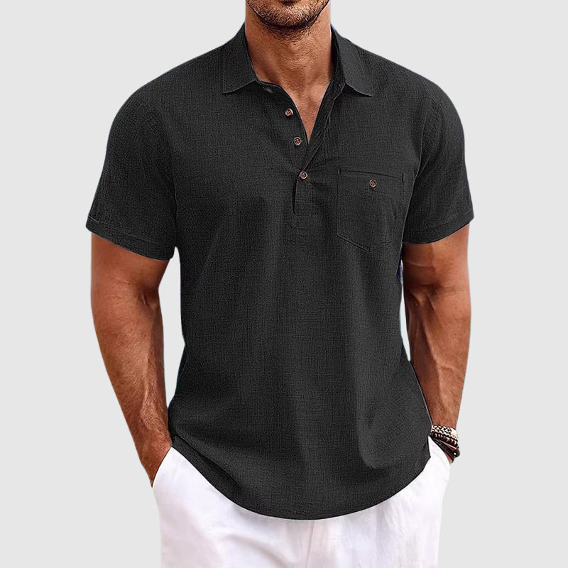 Men's linen-look polo shirt – colour option