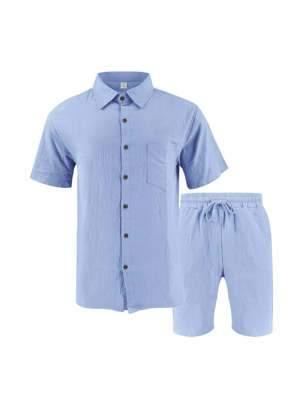Men's linen-look shirt and shorts set – colour option