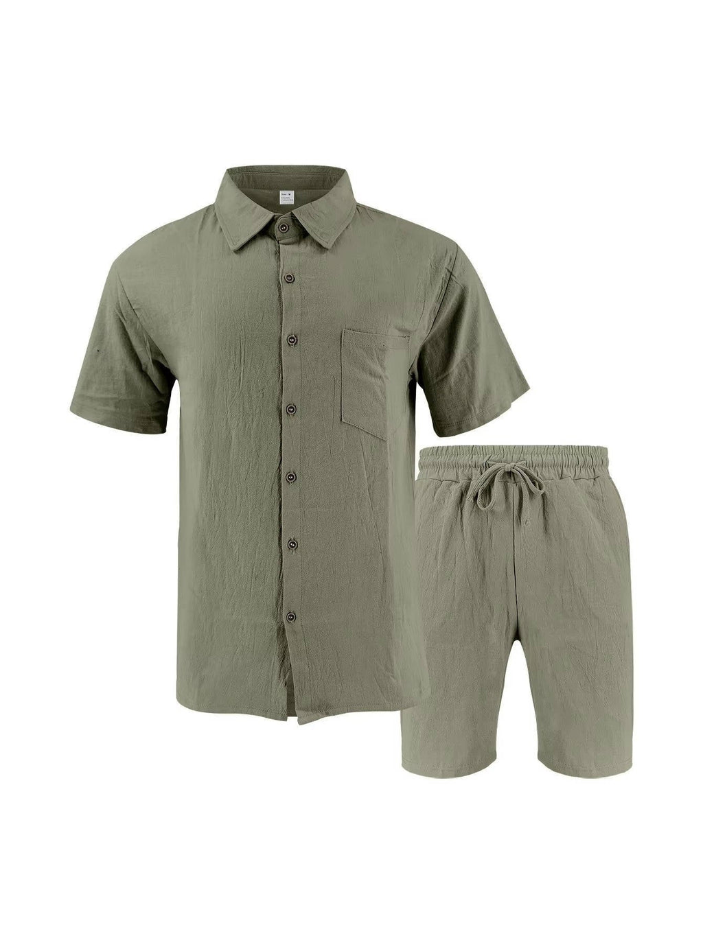Men's linen-look shirt and shorts set – colour option