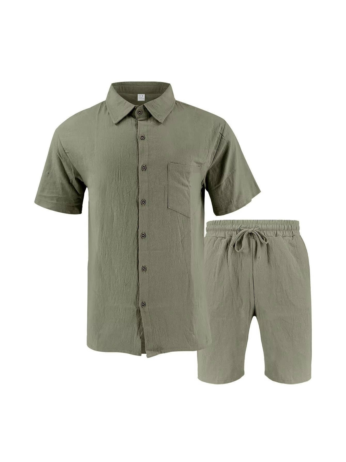 Men's linen-look shirt and shorts set – colour option