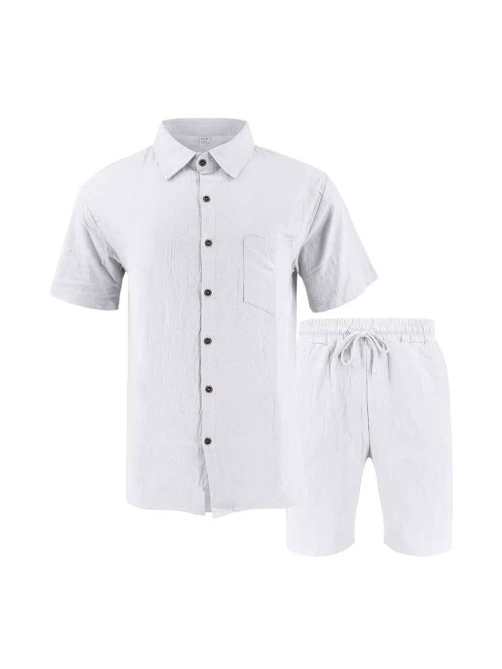 Men's Linen-Look Short Sleeve Shirt and Drawstring Shorts Set