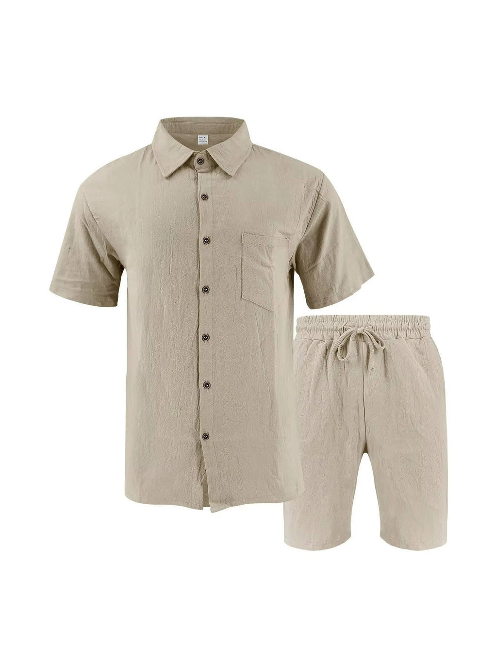 Men's Linen-Look Short Sleeve Shirt and Drawstring Shorts Set