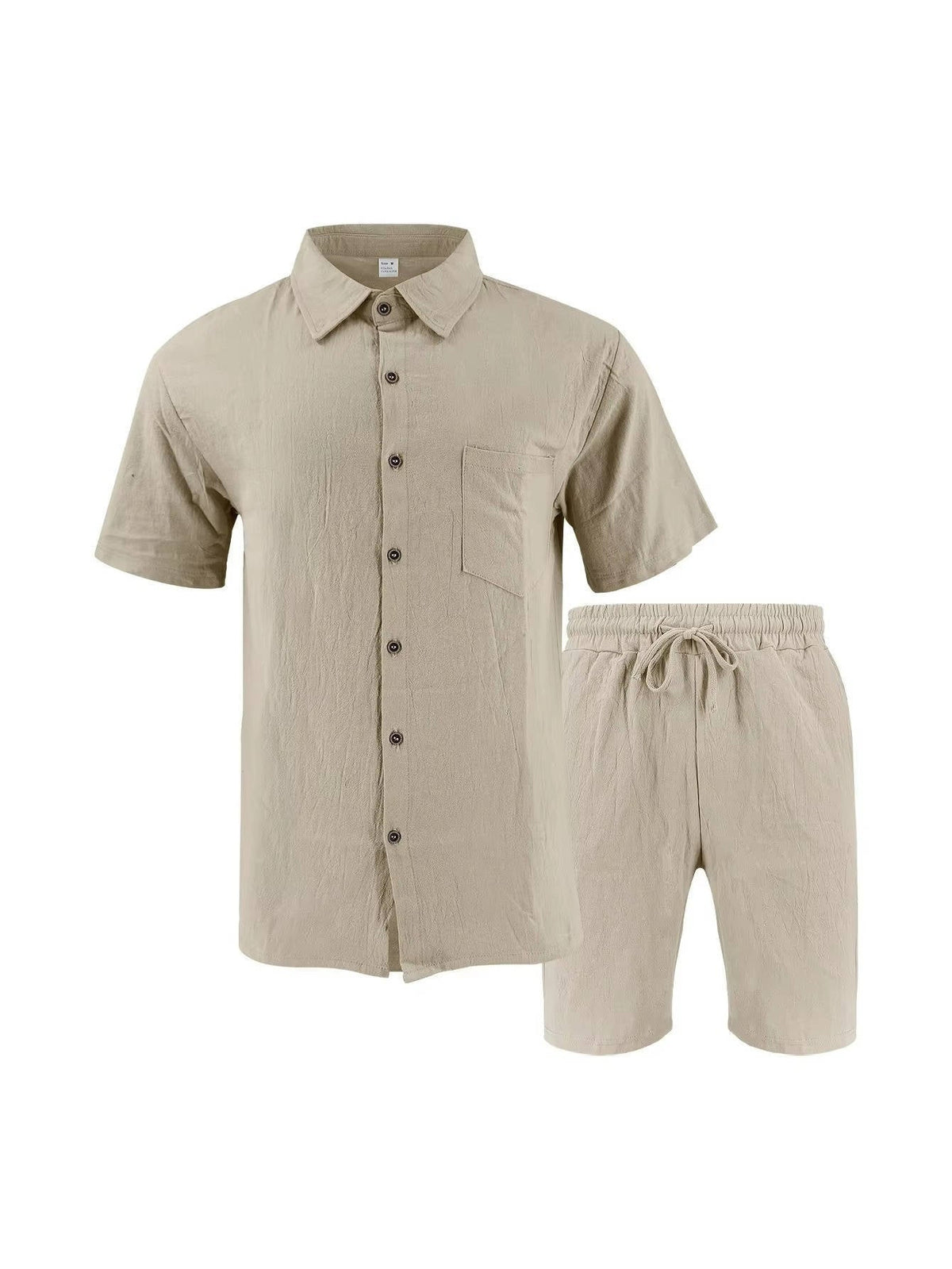 Men's Linen-Look Short Sleeve Shirt and Drawstring Shorts Set
