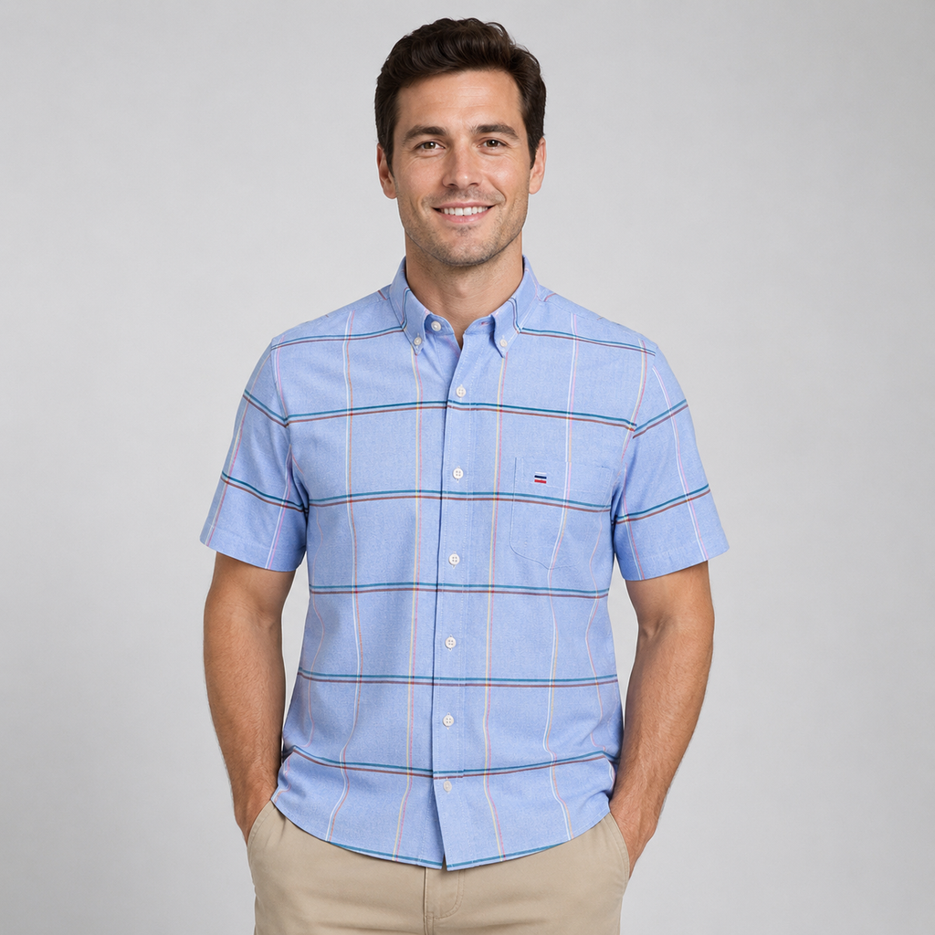 Men's Oxford Cotton-Blend Short Sleeve Shirt