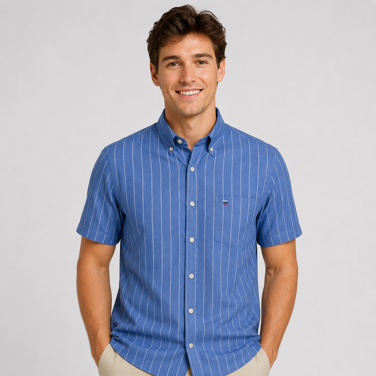 Men's Oxford Cotton-Blend Short Sleeve Shirt