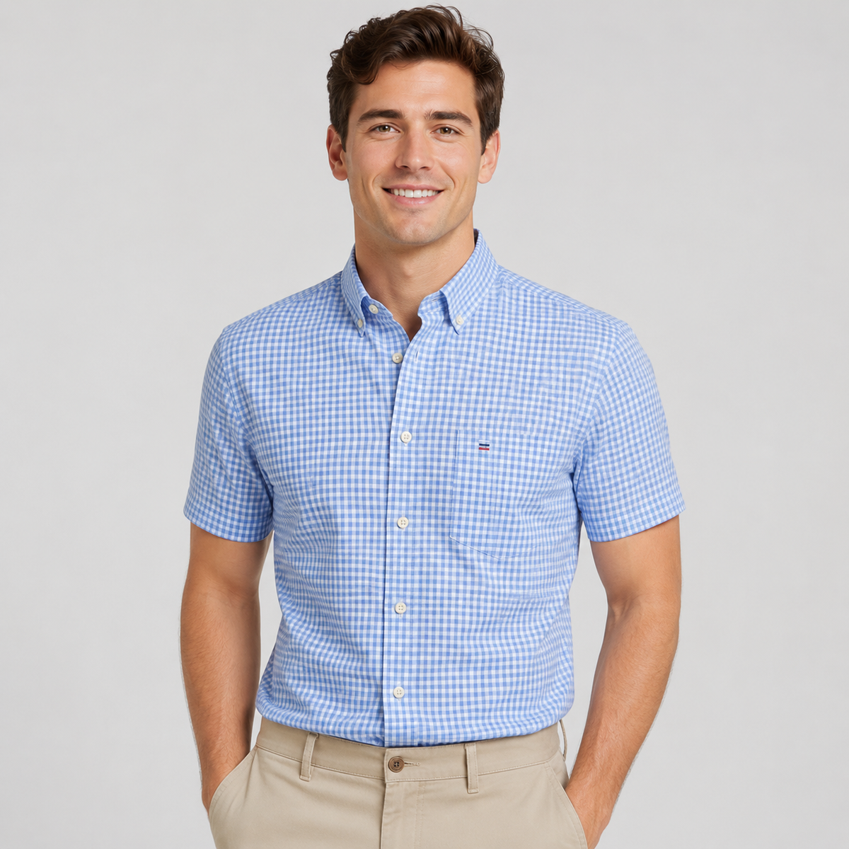 Men's Oxford Cotton-Blend Short Sleeve Shirt