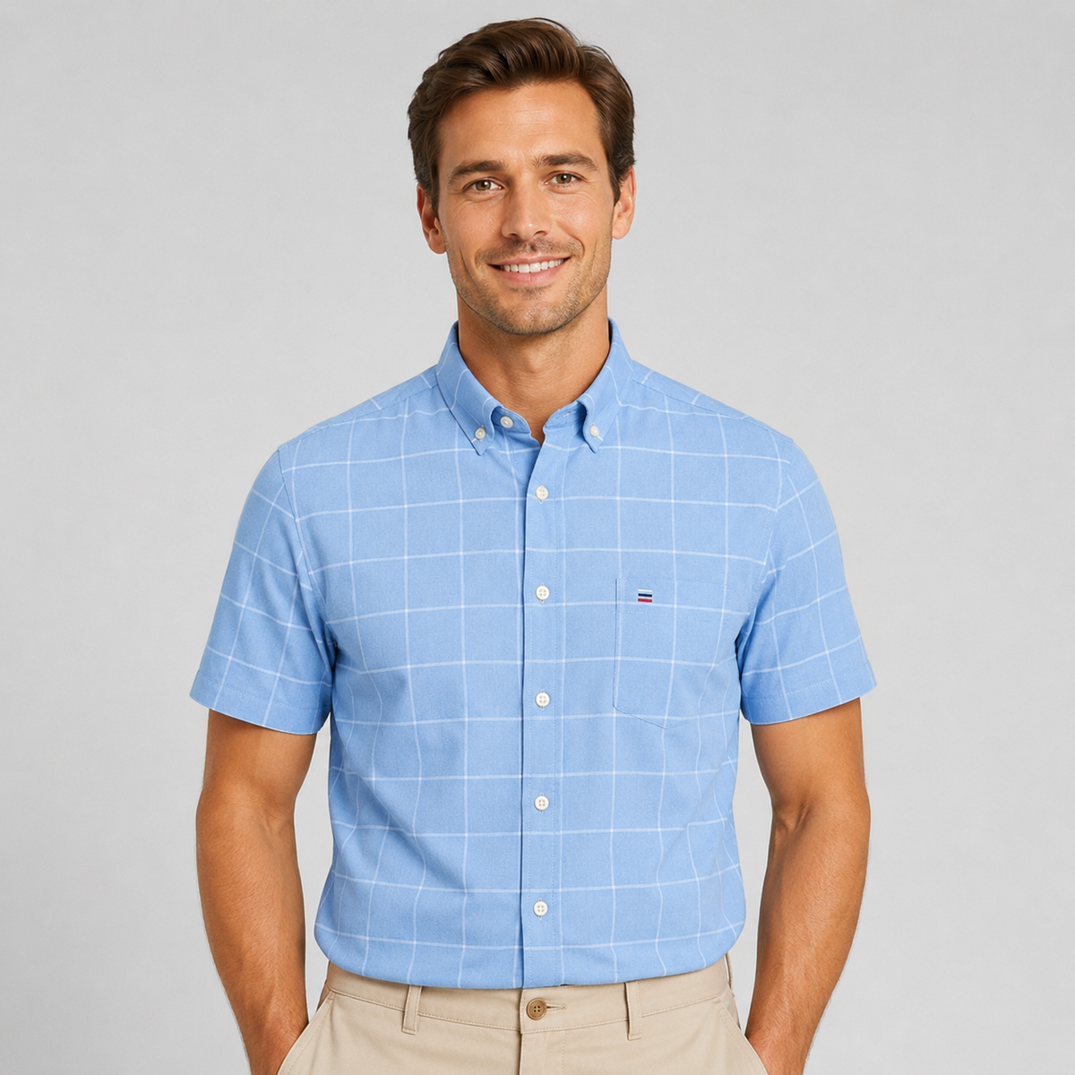 Men's Oxford Cotton-Blend Short Sleeve Shirt
