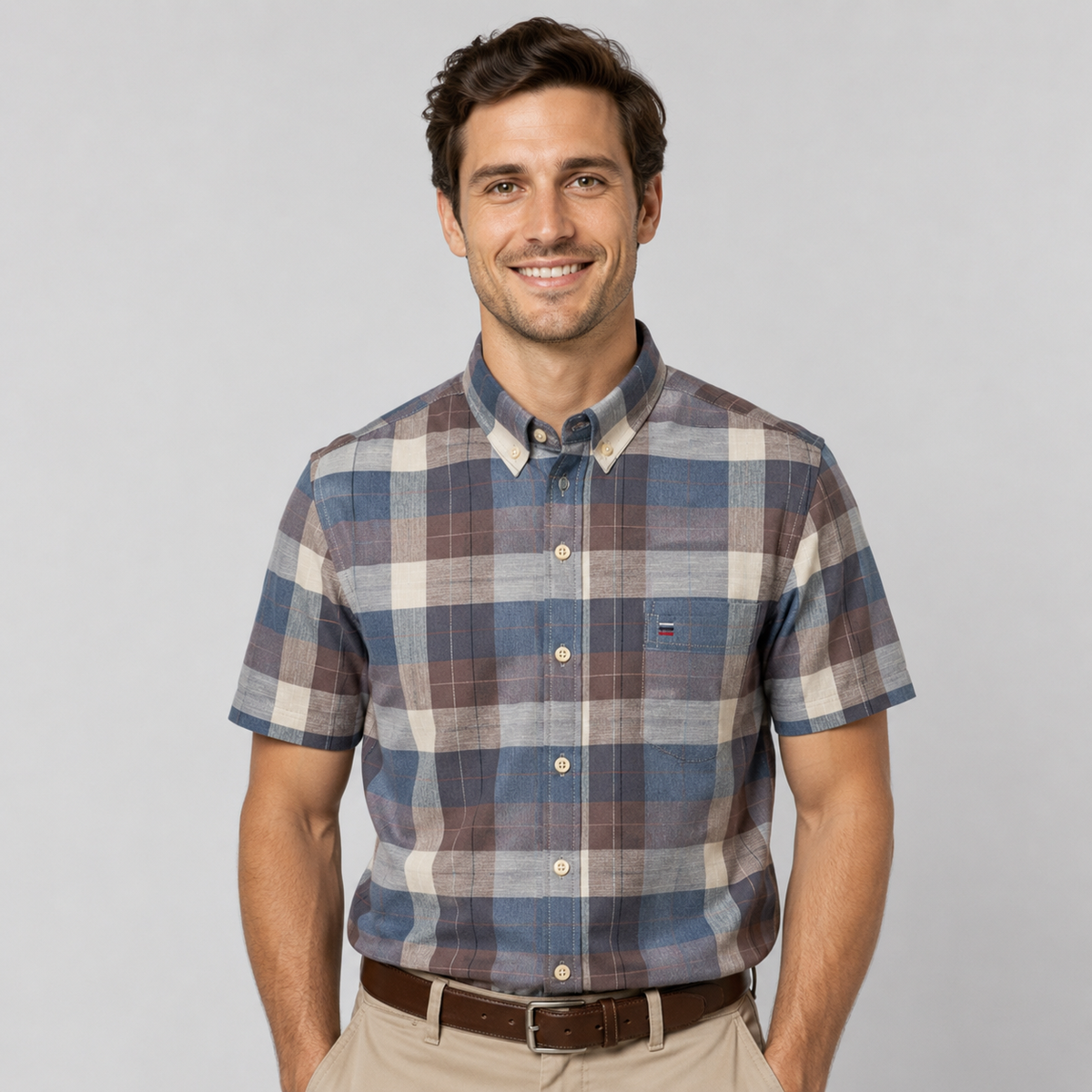Men's Oxford Cotton-Blend Short Sleeve Shirt