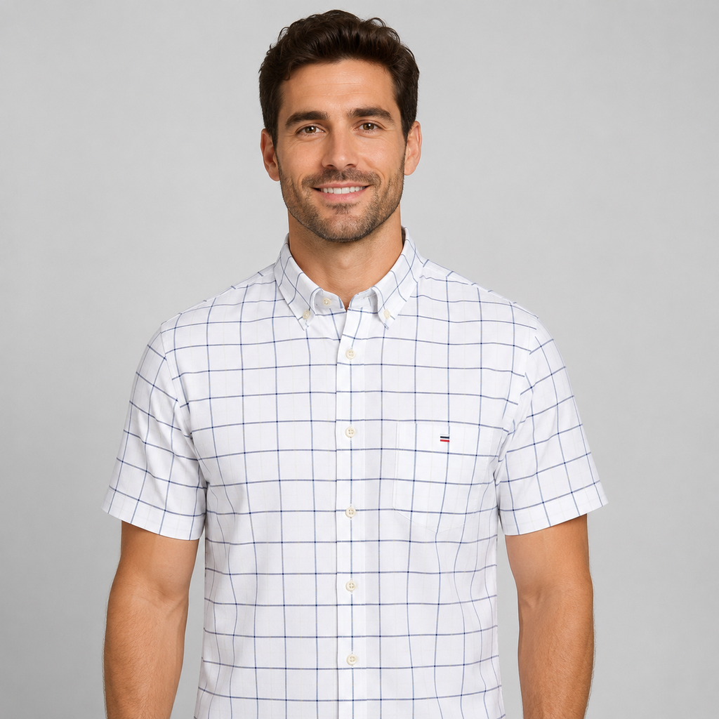 Men's Oxford Cotton-Blend Short Sleeve Shirt