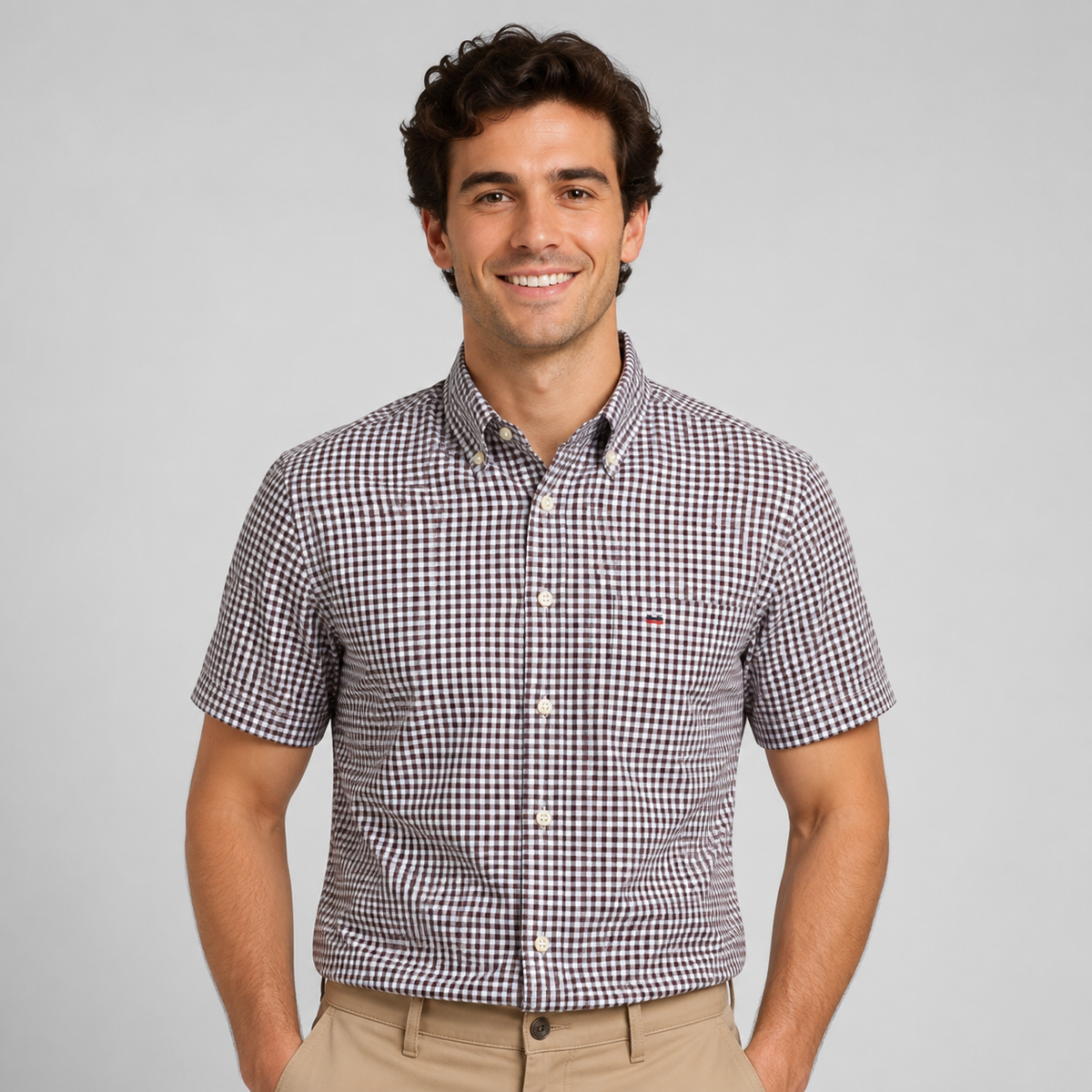 Men's Oxford Cotton-Blend Short Sleeve Shirt
