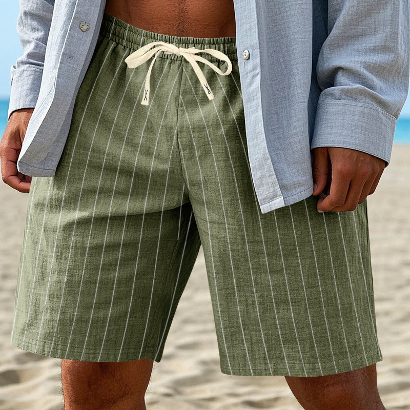 Men's pinstripe Bermuda shorts with drawstring waist