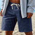 Men's Pinstripe Bermuda Shorts with Drawstring Waist