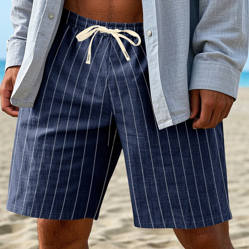 Men's Pinstripe Bermuda Shorts with Drawstring Waist