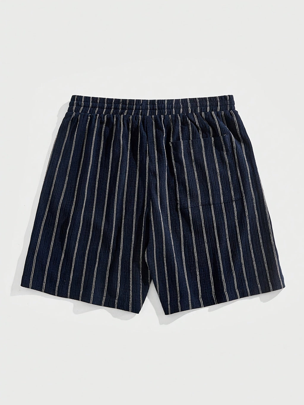 Men's Pinstripe Elastic Waist Beach Shorts