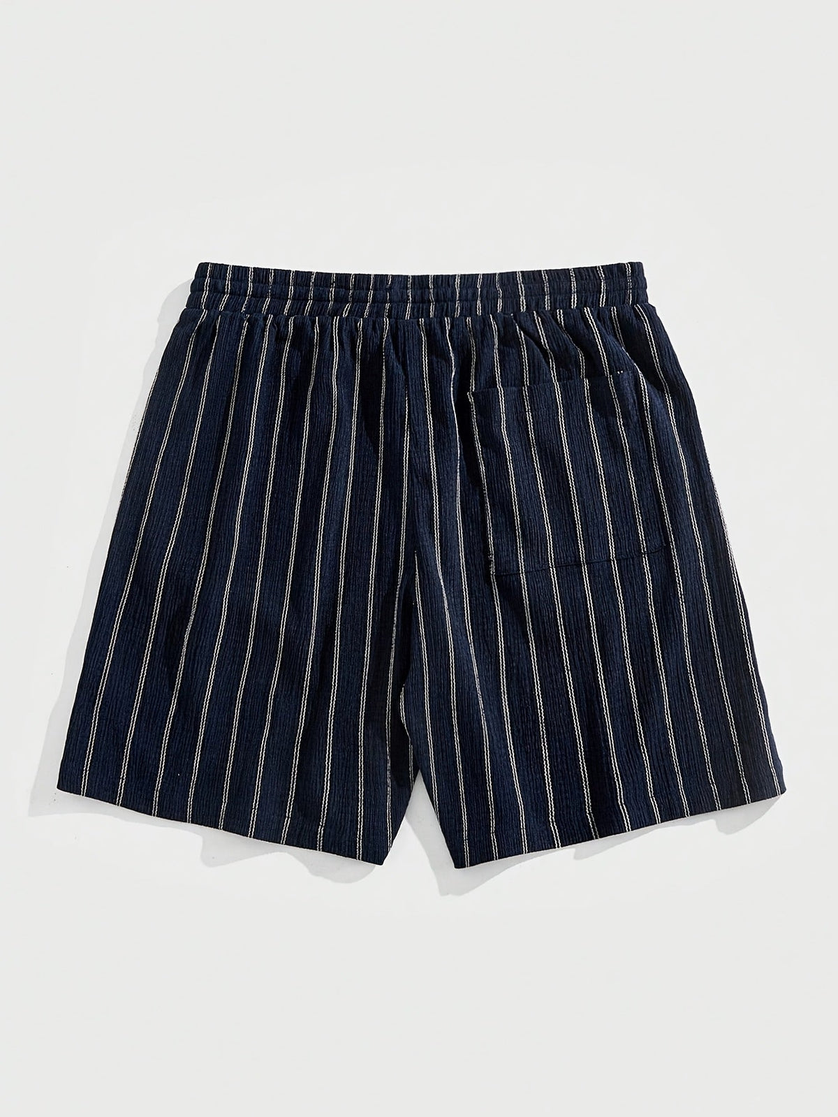 Men's Pinstripe Elastic Waist Beach Shorts