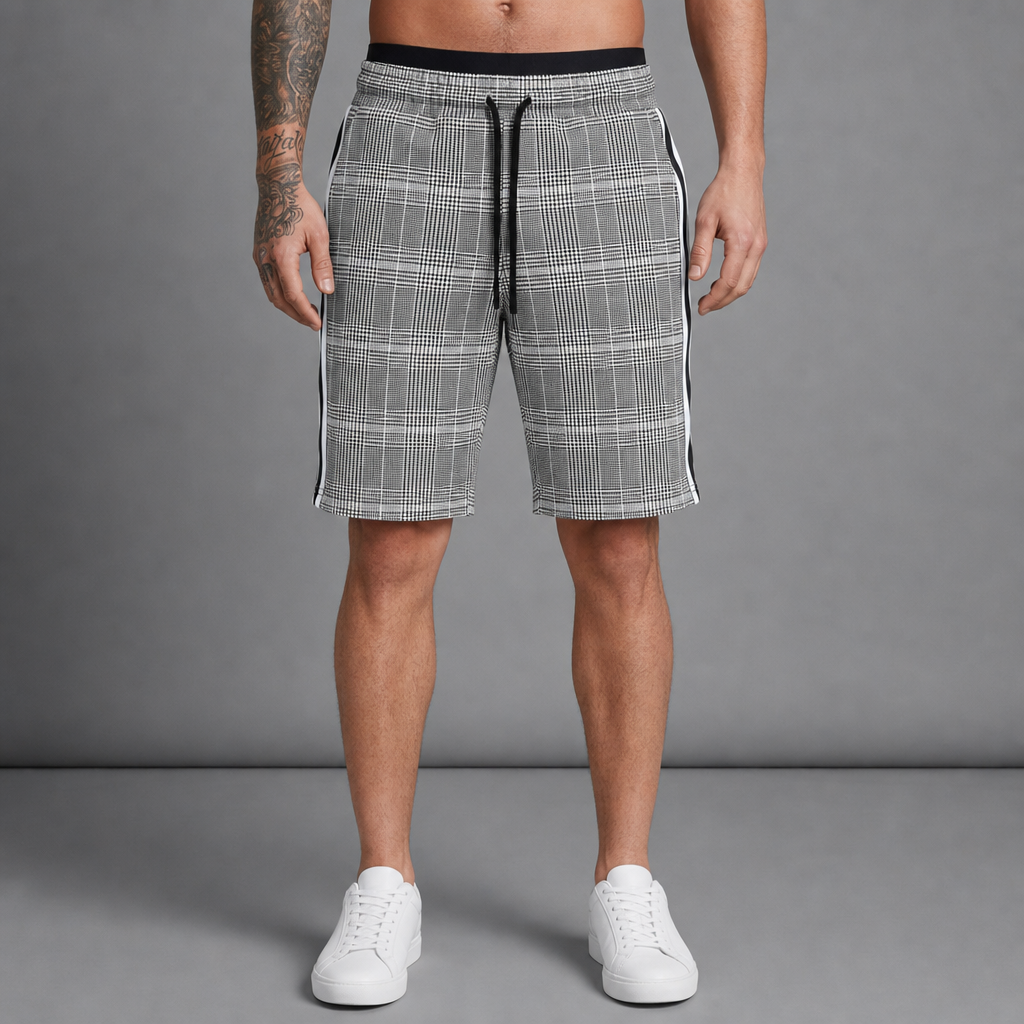 Men's plaid drawstring shorts – colour option