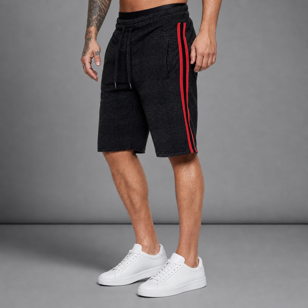 Men's plaid drawstring shorts – colour option