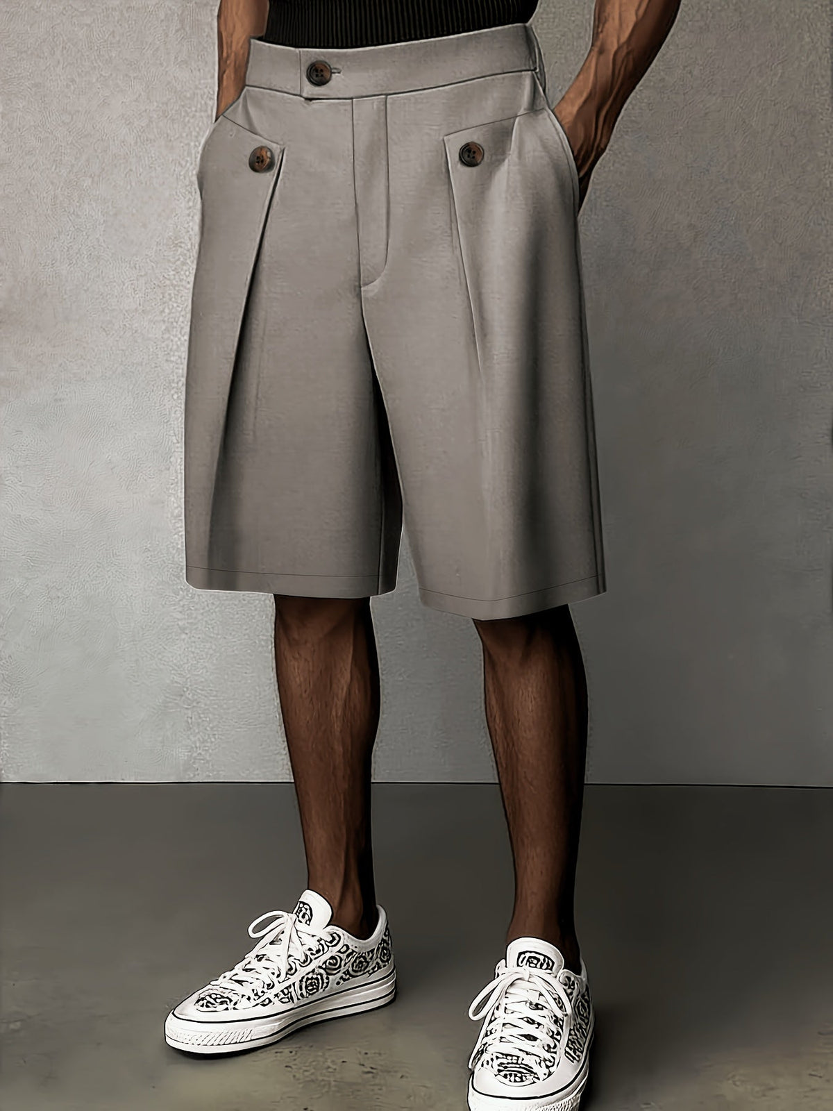 Men's pleated tailored shorts – detail view