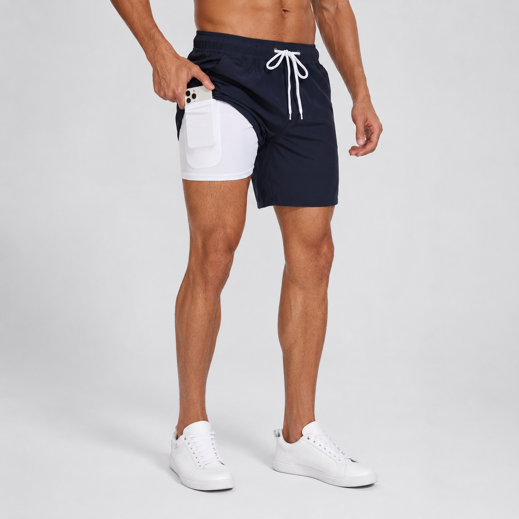 Men's quick-drying swim shorts with compression liner