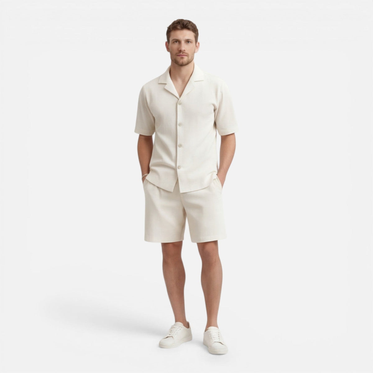 Men's ribbed shirt and shorts set – detail view