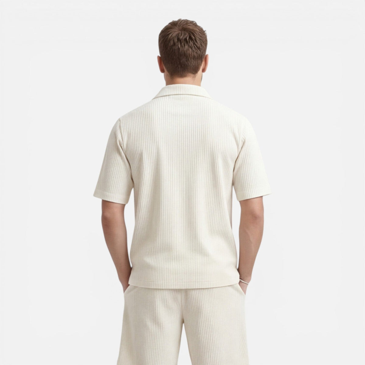 Men's Ribbed Camp Collar Shirt & Shorts Co-Ord Set