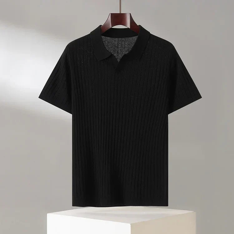 Men's ribbed knit polo shirt – colour option