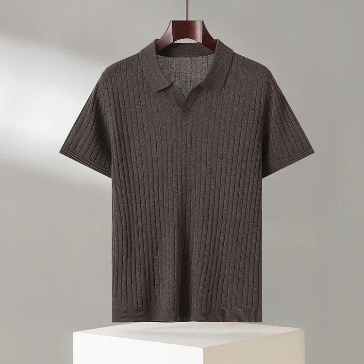 Men's ribbed knit polo shirt – colour option