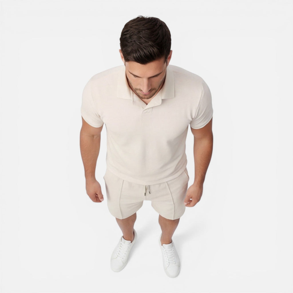 Men's slim fit polo and shorts set – alternate view