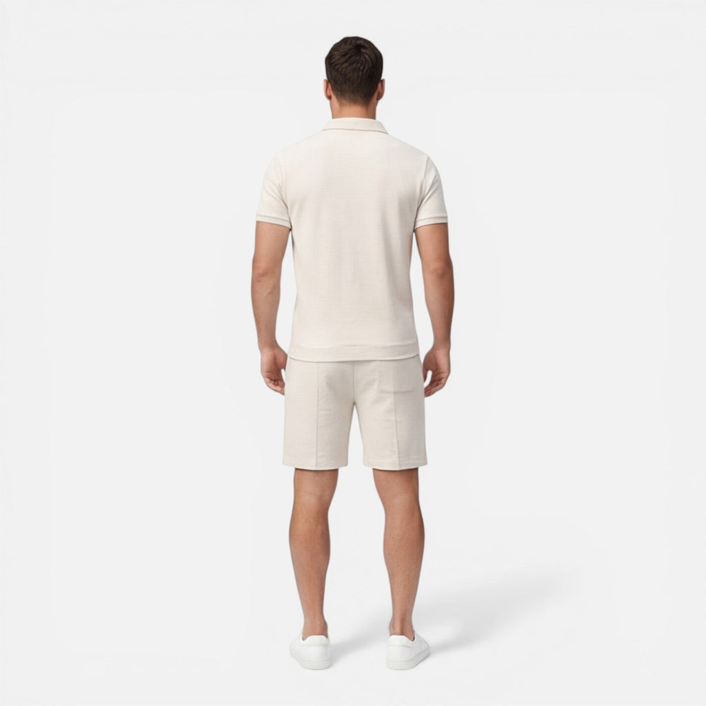 Men's slim fit polo and shorts set – detail view