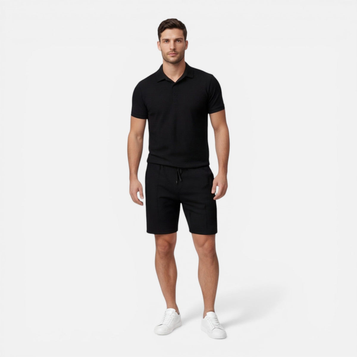 Men's slim fit polo and shorts set – detail view